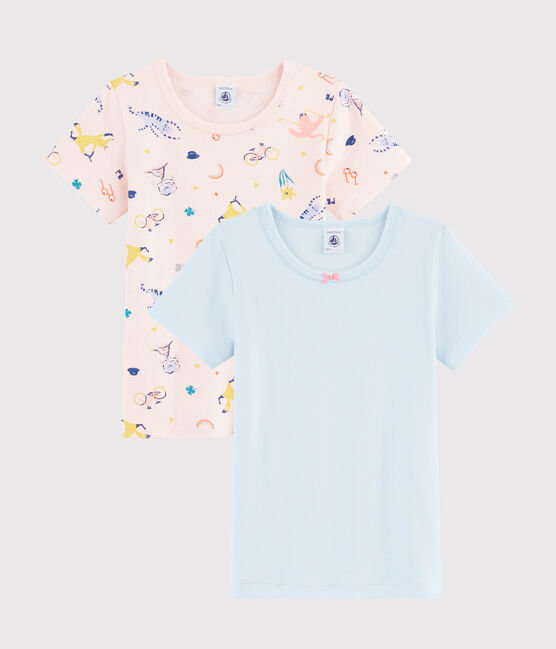 Juego de 2 camisetas de manga corta con animales yoga de niña pequeña variante 1