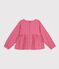 Blusa infantil de manga larga de algod&oacute;n a rayas rosa/rosa