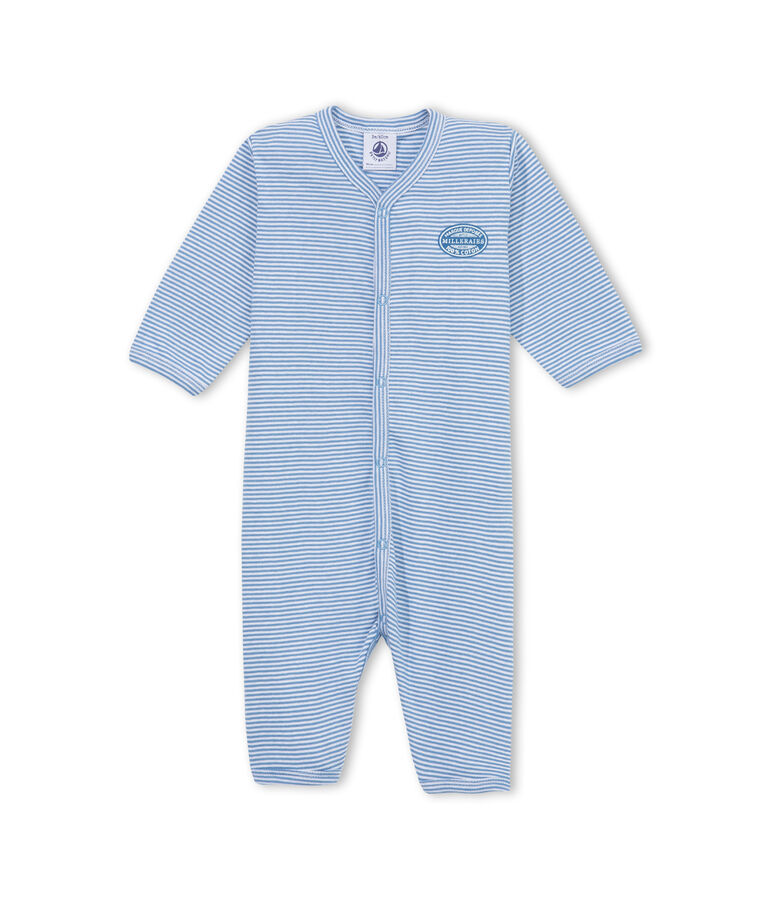 Pijama milrayas sin pies para beb&eacute; ni&ntilde;o azul/blanco
