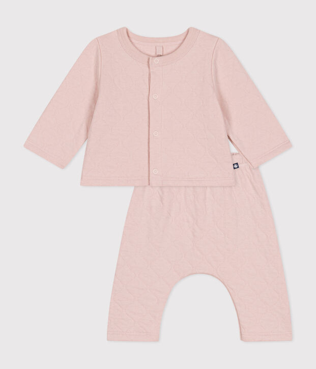Conjunto de dos piezas para beb&eacute; de t&uacute;bico acolchado rosa