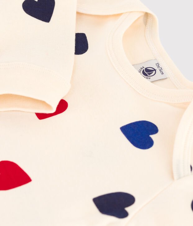 Pelele sin pies de algod&oacute;n con coraz&oacute;n para beb&eacute; crudo/multicolor
