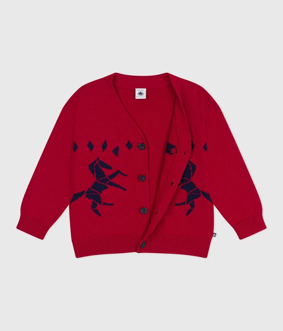 Cárdigan infantil de lana y algodón con estampado rojo TERKUIT/ SOIR
