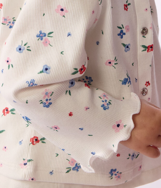C&aacute;rdigan de algod&oacute;n con estampado de flores para beb&eacute; blanco/multicolor
