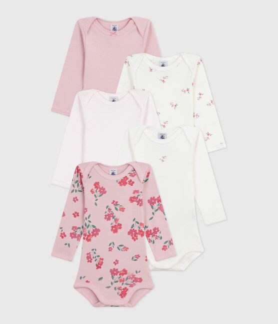 Juego de bodis de algodón de manga larga con estampado de flores para bebé variante 1