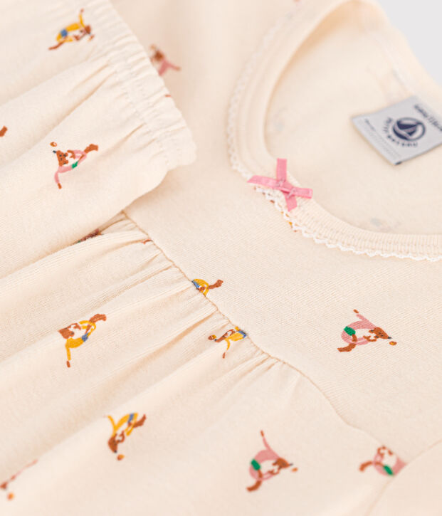 Pijama corto infantil de algod&oacute;n con estampado animal crudo/multicolor