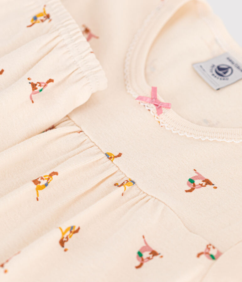 Pijama corto infantil de algod&oacute;n con estampado animal crudo/multicolor