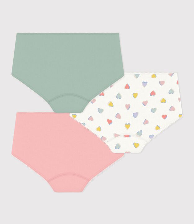 Juego de culottes infantiles de algod&oacute;n con corazones multicolor