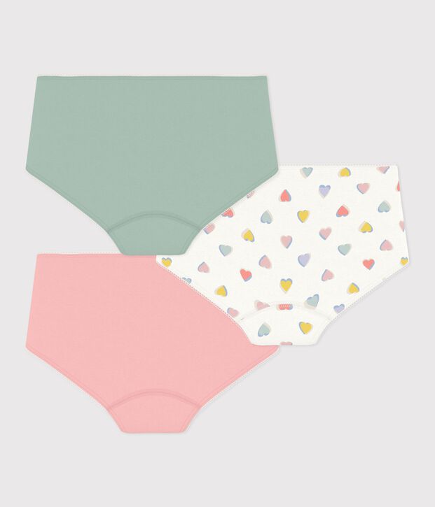 Juego de culottes infantiles de algod&oacute;n con corazones multicolor