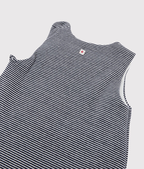Saco a rayas de bebé de terciopelo de algodón orgánico azul SMOKING/blanco MARSHMALLOW