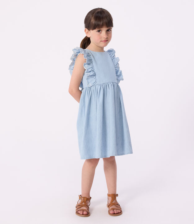 Vestido infantil de algod&oacute;n sin mangas azul