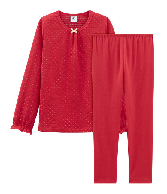 Pijama de tela túbica y acanalada para niña rojo TERKUIT/amarillo OR