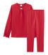 Pijama de tela túbica y acanalada para niña