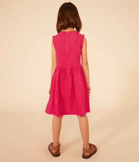 Vestido sin mangas de lino para niña rosa DELHI