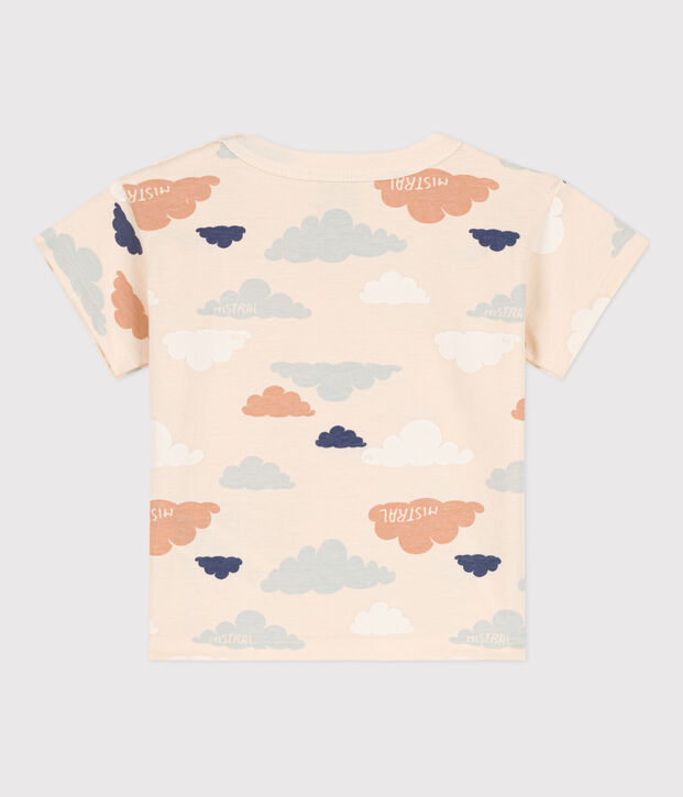 Camiseta estampada de manga corta de punto para beb&eacute; crudo/multicolor