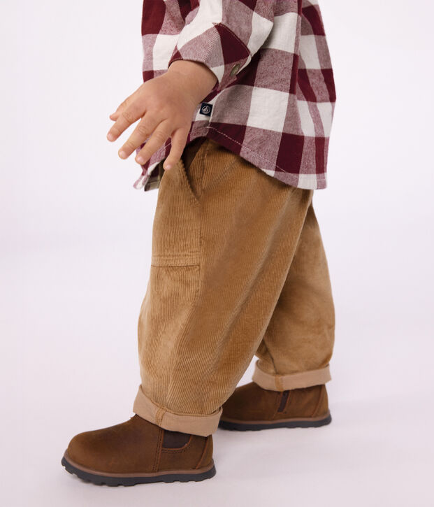 Pantal&oacute;n de terciopelo liso para beb&eacute; LATTE