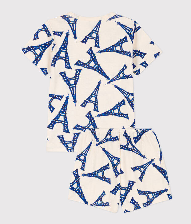 Pijama corto de algod&oacute;n Par&iacute;s para ni&ntilde;o/ni&ntilde;a crudo/multicolor