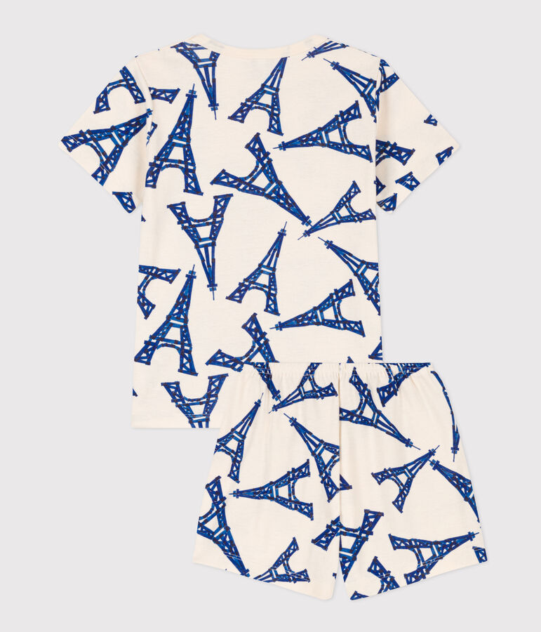 Pijama corto de algod&oacute;n Par&iacute;s para ni&ntilde;o/ni&ntilde;a crudo/multicolor