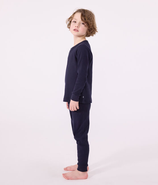 Pijama infantil liso de algodón azul SMOKING