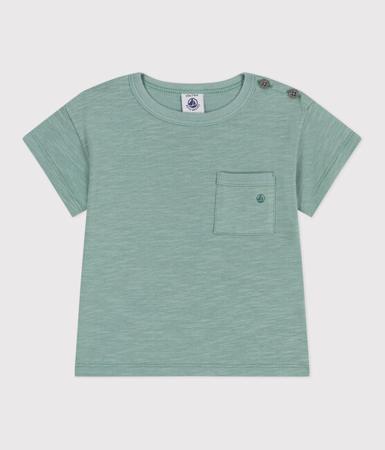 Camiseta lisa de manga corta de algodón para bebé verde PAUL