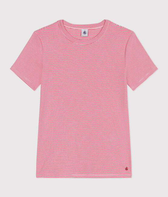 Camiseta Icónica de algodón a rayas para mujer rosa PEONIA/ MARSHMALLOW