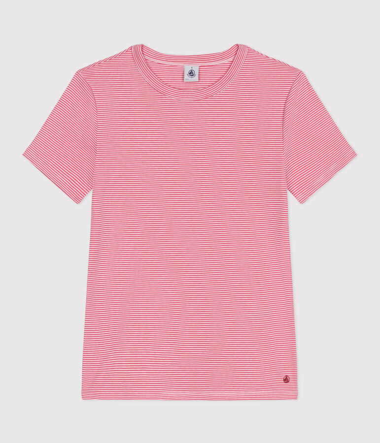 Camiseta Ic&oacute;nica de algod&oacute;n a rayas para mujer rosa/blanco