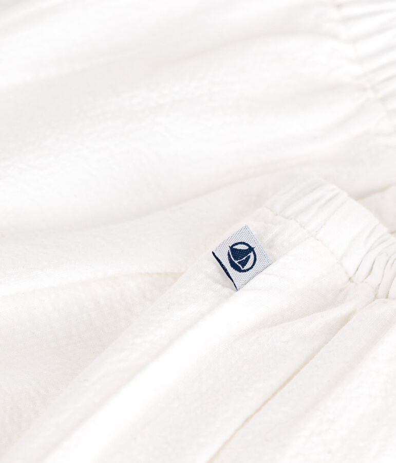 Pantalones bombachos de seersucker para beb&eacute; blanco ECUME
