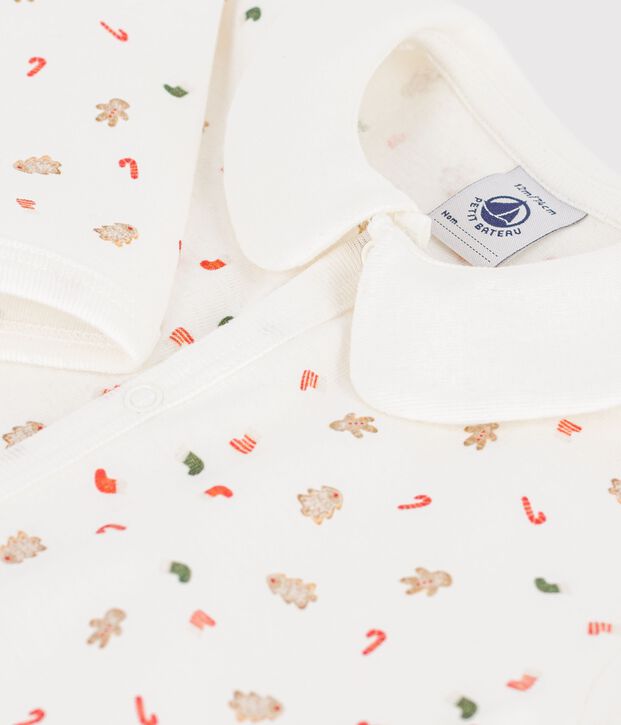Pijama sin pies de algod&oacute;n estampado para beb&eacute; blanco/multicolor