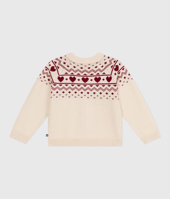 Cárdigan infantil de lana y algodón con estampado jacquard crudo AVALANCHE/ AMARANTE