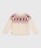 Cárdigan infantil de lana y algodón con estampado jacquard crudo AVALANCHE/ AMARANTE