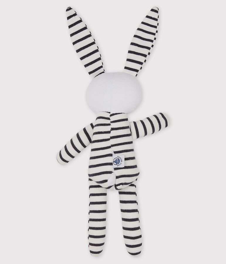 Peluche de conejo a rayas de beb&eacute; de jersey blanco/azul