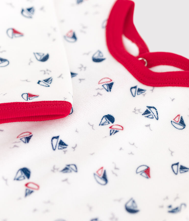 Pelele de terciopelo para beb&eacute; blanco/azul/multicolor