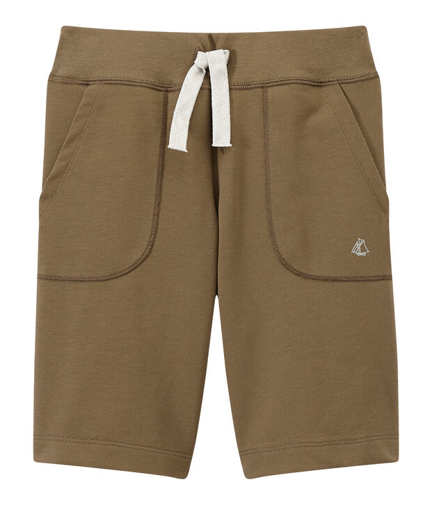 Bermuda para ni&ntilde;o en jersey tupido marron