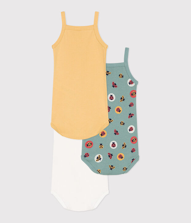 Juego de 3 bodis de tirantes de algod&oacute;n para beb&eacute; multicolor