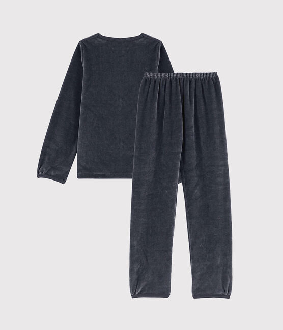 Pijama de terciopelo con motivo de lazo para niña pequeña azul SMOKING