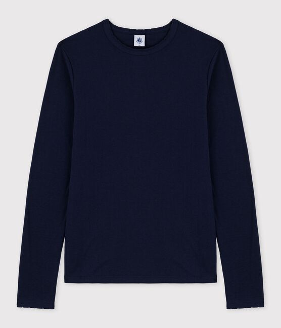 Camiseta icónica de punto «cocotte» de algodón de mujer azul SMOKING