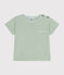 Camiseta de manga corta de punto flameado para bebé verde HERBIER