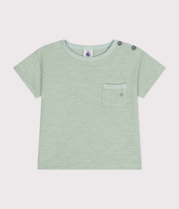 Camiseta de manga corta de punto flameado para beb&eacute; verde
