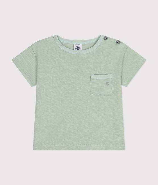 Camiseta de manga corta de punto flameado para bebé verde HERBIER