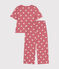 Pijama de algodón con estampado de corazón para mujer rosa ROSEWOOD/ MARSHMALLOW
