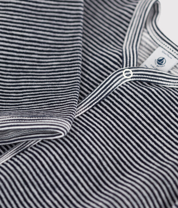 Pelele de terciopelo milrayas para beb&eacute; azul/blanco