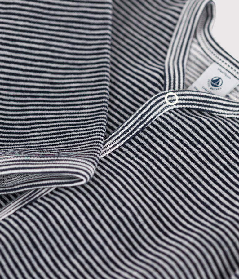 Pelele de terciopelo milrayas para beb&eacute; azul/blanco