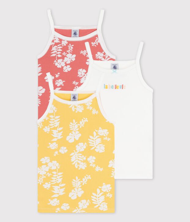 Juego de 3 camisas de tirantes hawaianas de algod&oacute;n de ni&ntilde;a multicolor