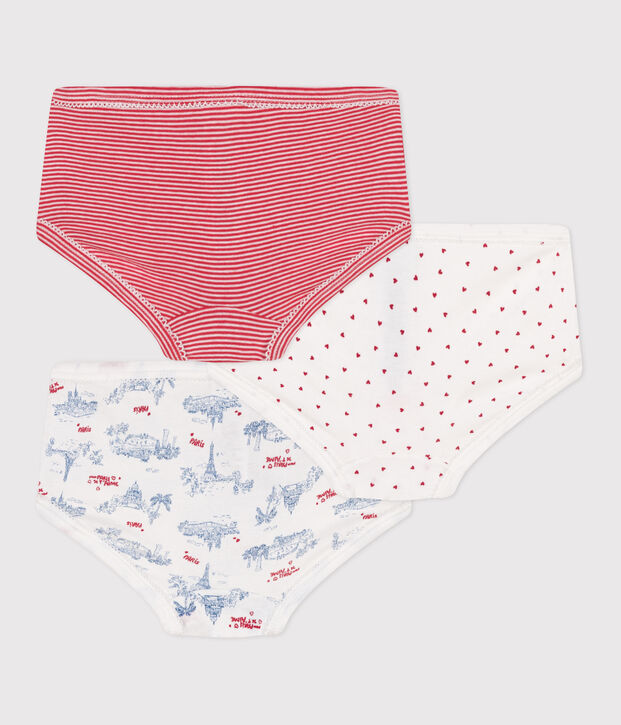 Juego de 3 braguitas infantiles de algod&oacute;n de talle alto con estampado de Par&iacute;s multicolor