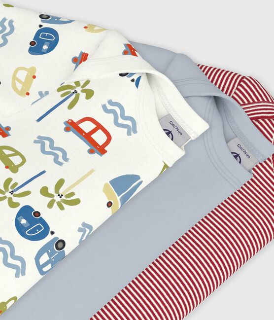 Juego de bodies de algodón de manga corta con estampado de coche para bebé variante 1