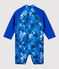 Mono anti-UV eco-sostenible de bebé niño azul SURF/blanco MULTICO
