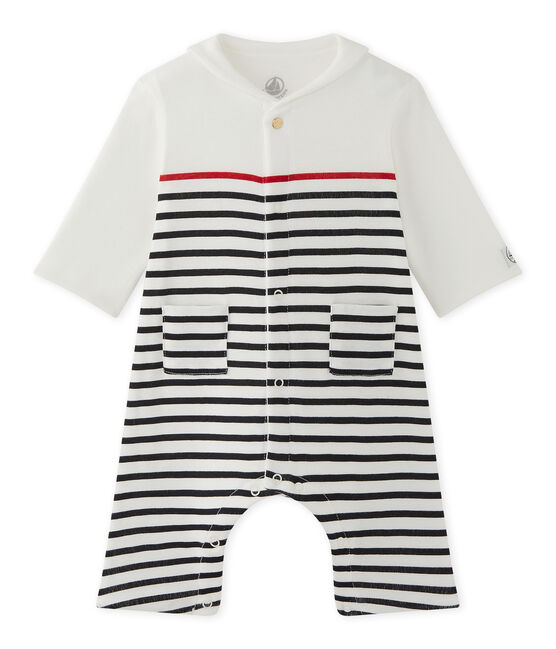 Pelele para bebé niño a rayas con cuello marinero blanco LAIT/azul SMOKING/ TERKUIT