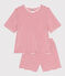 Pijama corto de algodón a rayas para mujer rojo MARSHMALLOW/ SPI