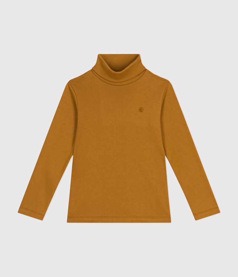 Camiseta de cuello alto de algod&oacute;n para ni&ntilde;o/a marron