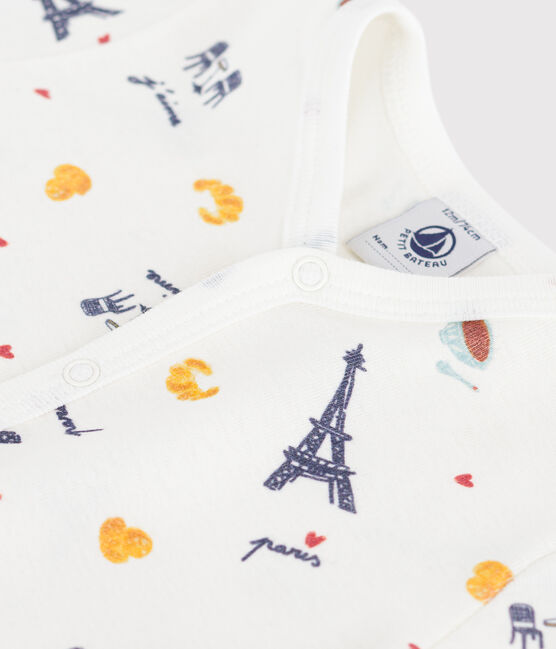 Mono corto de algodón con cuello y estampado de París para bebé blanco MARSHMALLOW/blanco MULTICO