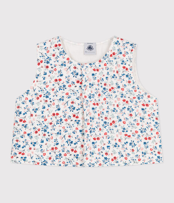 Chaqueta sin mangas de popelina con estampado de flores para bebé blanco MARSHMALLOW/blanco MULTICO